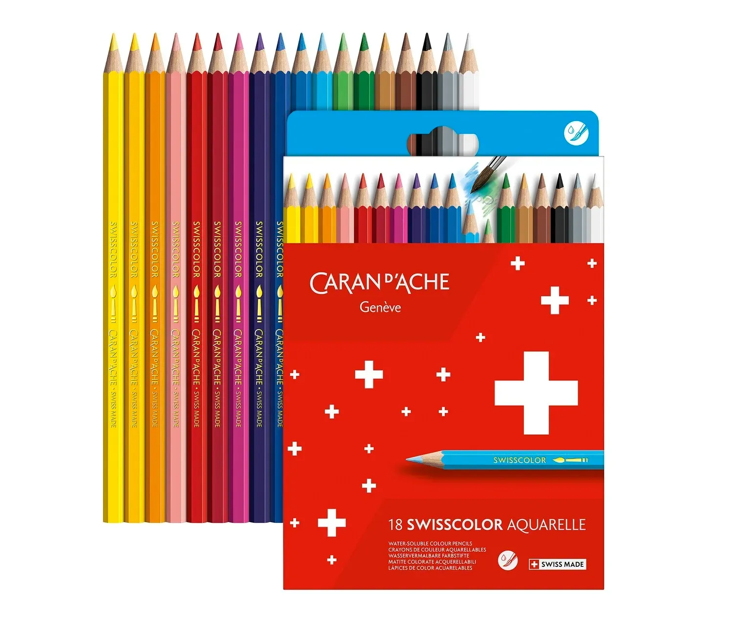 Caran D'Ache Swisscolor Water Soluble Pencils 18 Shades