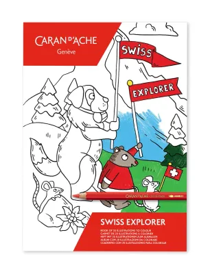 Caran D&#39;Ache Swiss Explorer Colouring Book-fsc