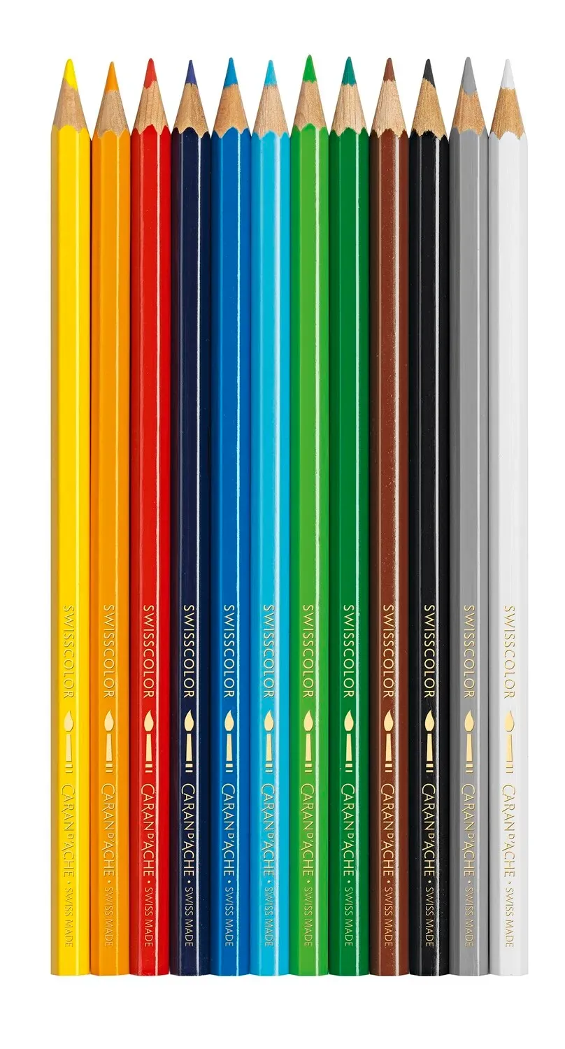Caran D'Ache Water Soluble Pencils Cardboard 12 Shades
