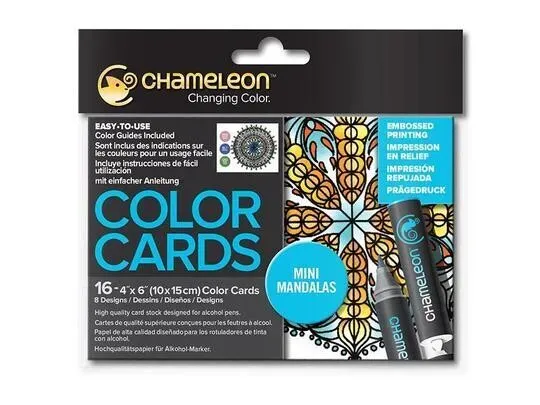 Chameleon Mini Mandalas Coloring Cards