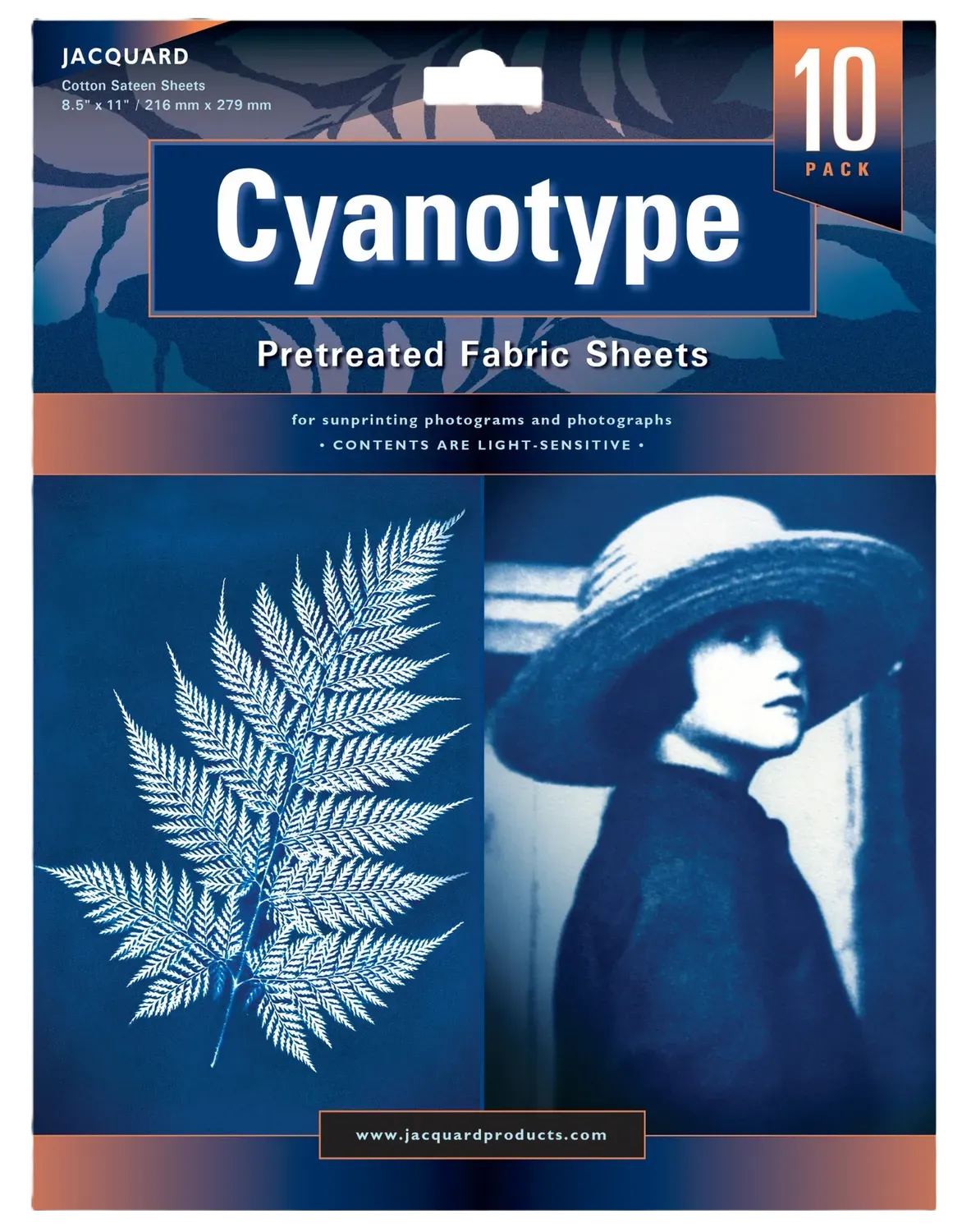 Jacquard Cyanotype Pretreat 8.5&quot; x 11&quot; Fabric Sheet (10 Pack), Blue