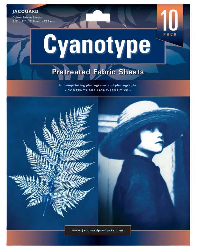 Jacquard Cyanotype Pretreat 8.5&quot; x 11&quot; Fabric Sheet (10 Pack), Blue