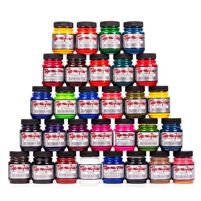 Jacquard Dye-Na-Flow Loose Paints - 16 Shades (66.54ml Each) | Fabric &amp; Silk Paint Set | Vibrant, Permanent Colors