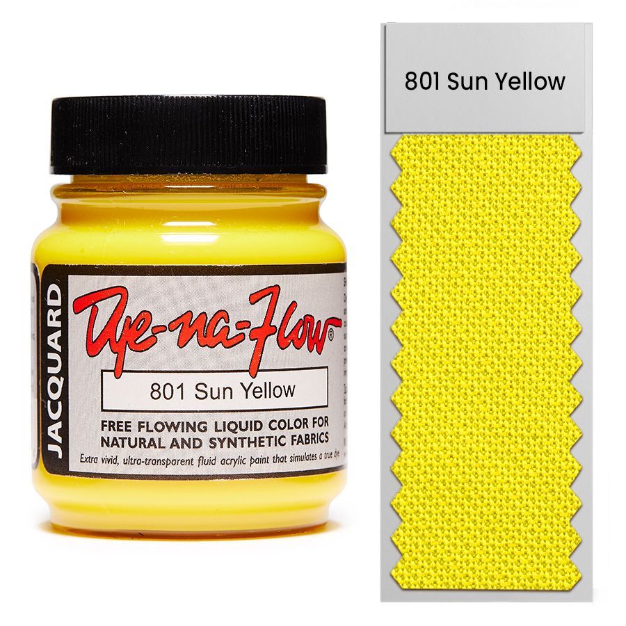 Jacquard Dye-Na-Flow Loose Paints - 16 Shades (66.54ml Each) | Fabric &amp; Silk Paint Set | Vibrant, Permanent Colors, Colours: Sun Yellow