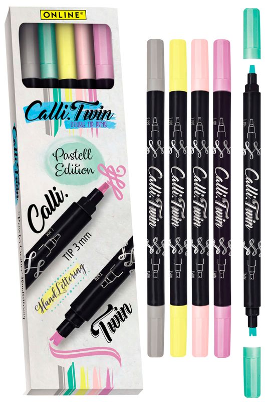 ONLINE Calligraphy Twin Double Tip Pens – Pastel Edition (Set of 5) ONLINE Calligraphy Twin Double Tip Pens – Pastel Edition (Set of 5)
