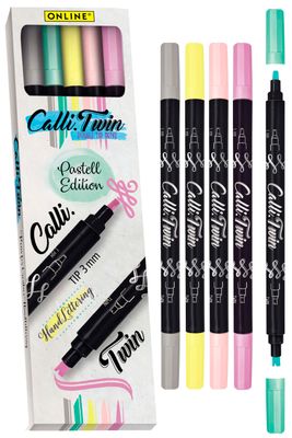 ONLINE Calligraphy Twin Double Tip Pens – Pastel Edition (Set of 5) ONLINE Calligraphy Twin Double Tip Pens – Pastel Edition (Set of 5)