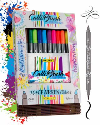 ONLINE Calligraphy Brush Double Tip Pens – 11-Colour Set (Calligraphy + Brush) ONLINE Calligraphy Brush Double Tip Pens – 11-Colour Set (Calligraphy + Brush)