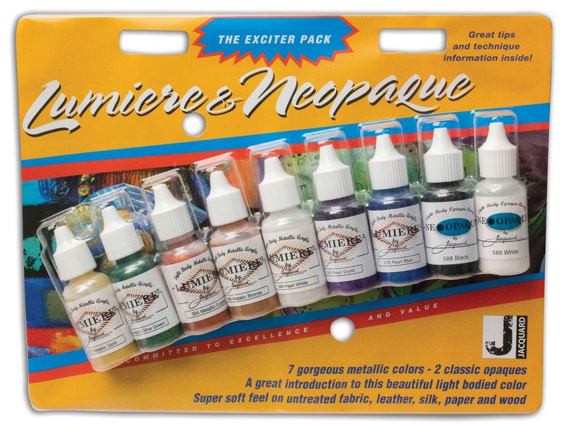 Jacquard Lumiere / Neopaque Exciter Packs – 9×14.79 ml Metallic &amp; Opaque Acrylics