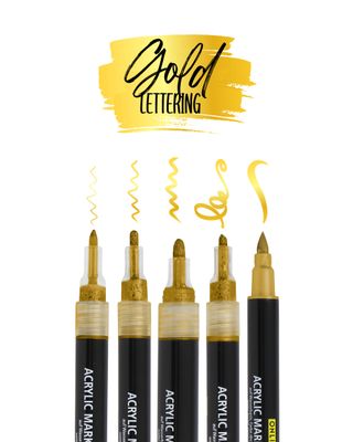Online Gold Lettering Set – Brush Pen, Fineliner & Calligraphy Markers ONLINE Gold Lettering Set – 5 Metallic Gold Pens