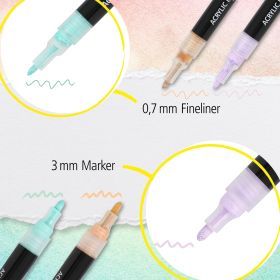 3 mm Pastel Acrylic Markers – Mint, Lilac, Peach