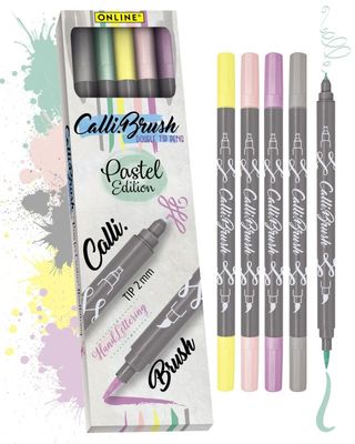 Online Calli.Brush Pens – Pastel Edition | Double Tip Calligraphy &amp; Brush Pens 5 Colours Set