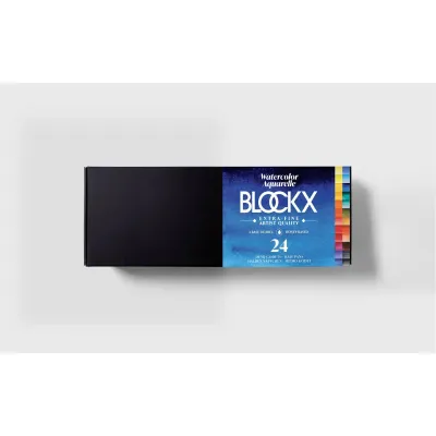BLOCKX extra fine watercolour metal box with 24 half pans