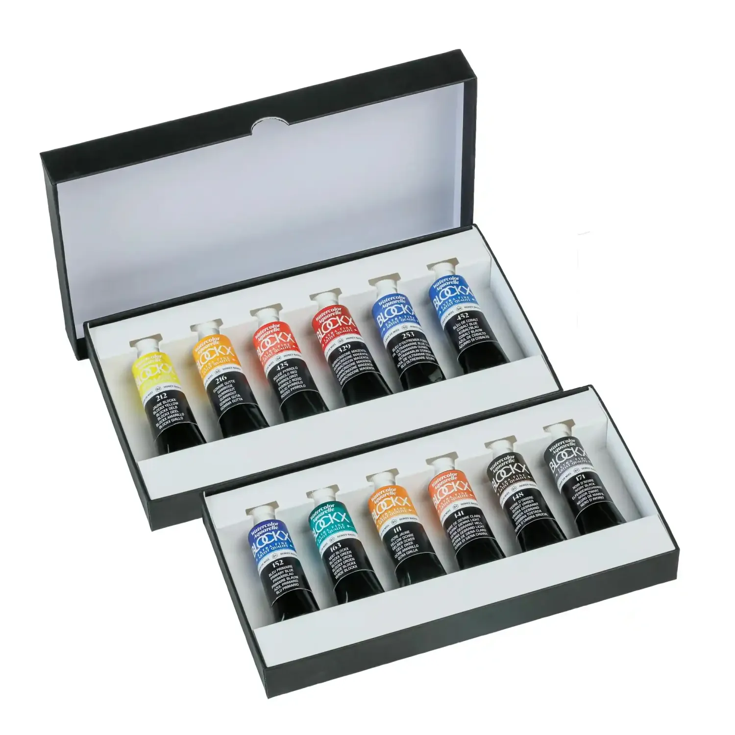 BLOCKX extra fine watercolour set with 12 × 15 ml tubes in premium presentation box