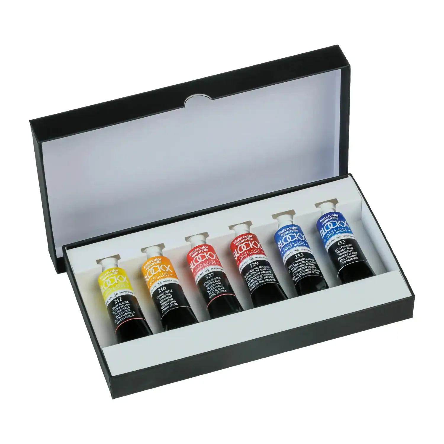 “BLOCKX extra fine watercolour primary colours set with 6 × 15 ml tubes in premium box”
