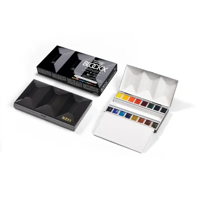 BLOCKX bijou watercolour box with 16 extra fine half pans