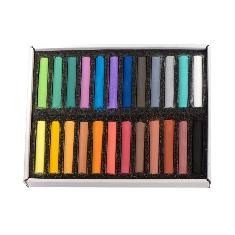Open BLOCKX pastel box showing 24 assorted handmade soft pastel sticks