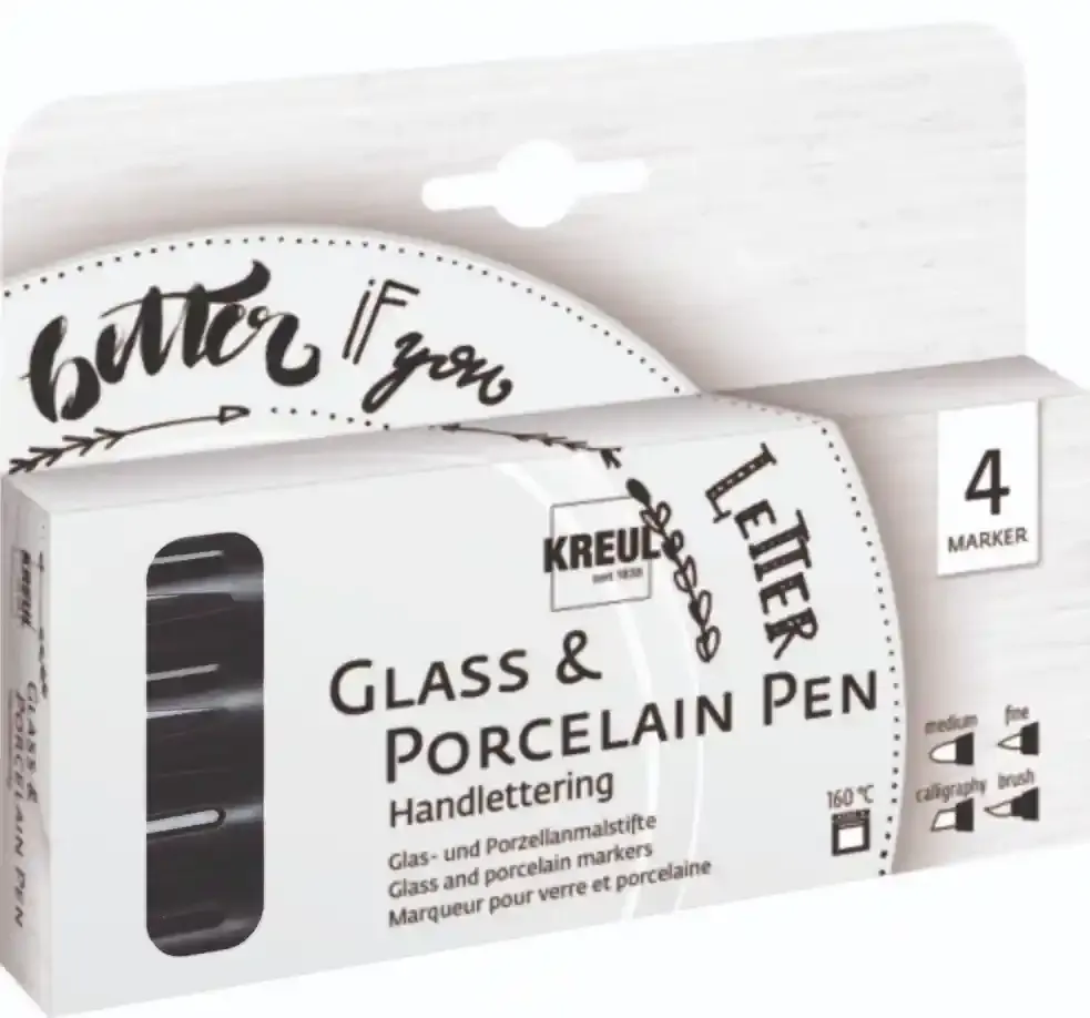 KREUL Glass &amp; Porcelain Pen Handlettering Set of 4