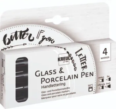 KREUL Glass &amp; Porcelain Pen Handlettering Set of 4