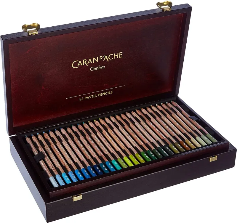 Caran D'Ache Artist Pastel Pencil Woodbox 84 pcs