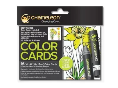 Chameleon Flowers Coloring Cards for Creative Art