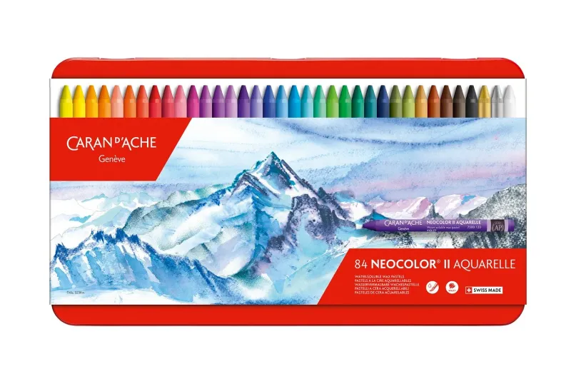 【新品】CARAN D'ACHE 84 NEOCOLOR II Pastels Caran d'Ache Neocolor II Aquarelle 84-Colour Metal Tin