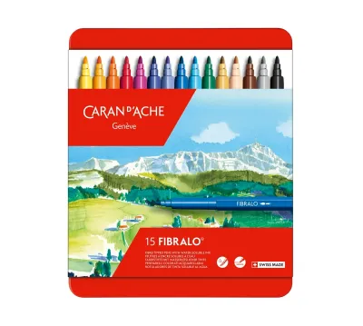 Caran D'Ache Fibralo Metal Box 15 Colours Tipped
