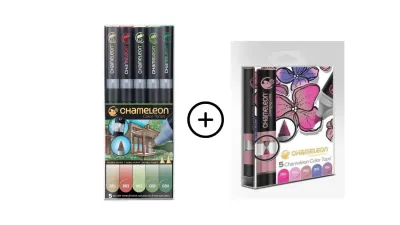 Chameleon 5 Pen Nature Tones with 5 Pen Floral Tops