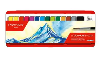 Caran D'Ache Gouache Studio Metal Box 15 Colour Tablets