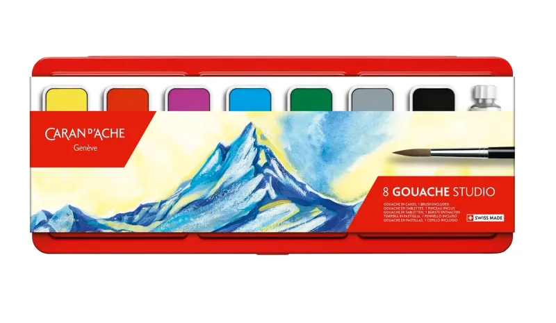 Caran D'Ache Gouache Studio Metal Box 8 Colour Tablets