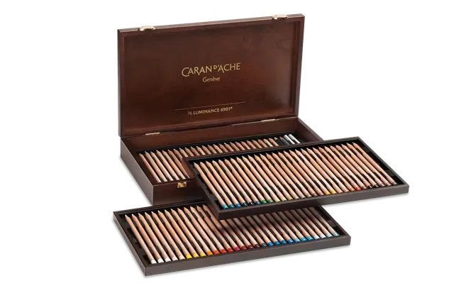 Caran d’Ache Luminance 6901 76+4 Wooden Gift Box – Luxury Artist Colour Pencils