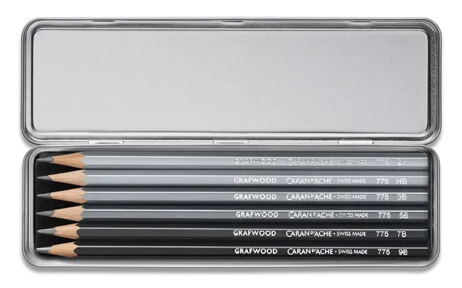 Caran d’Ache Grafwood Graphite Pencil Set: 6 Hardness Levels for Art &amp; Design