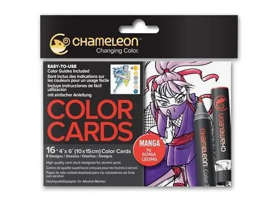 Chameleon Manga Coloring Cards for Creative Artists