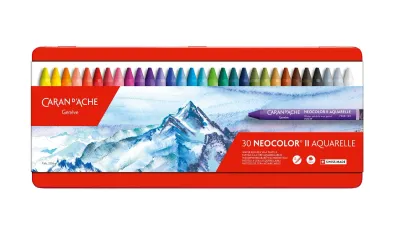 Caran D'Ache Neocolor II Water Soluble Pastels 30 Shades Caran d’Ache Neocolor II Aquarelle Set of 30 – assortment of thirty artist-grade water-soluble wax pastels
