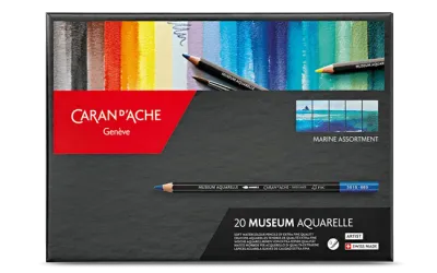 Caran D'Ache Museum Aquarelle 20 Color Pencils Marine