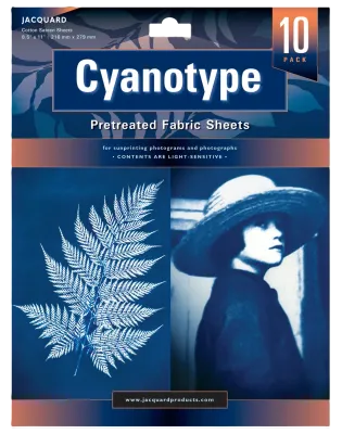 Jacquard Cyanotype Pretreat 8.5" x 11" Fabric Sheet (10 Pack), Blue