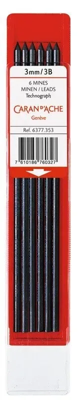 Caran D'Ache Technograph 3mm 3B Graphite Leads