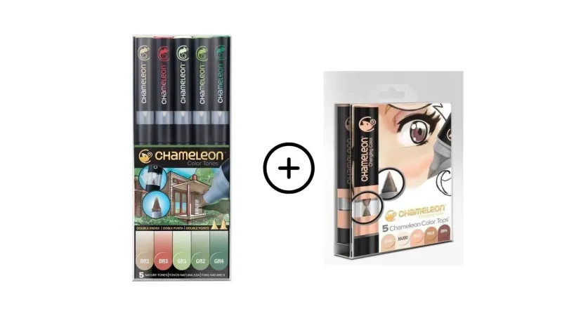 Chameleon 5 Pen Nature Tones with 5 Pen Skin Tops