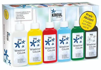 KREUL Window Color Set Promotion KREUL Window Color Promotion Set with 5 paints, contour color and stencils