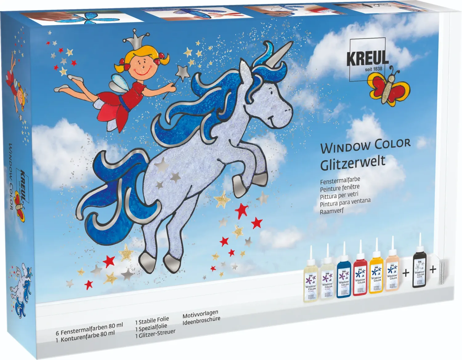 KREUL Window Color complete craft set for kids with butterfly artwork and bright window paints
