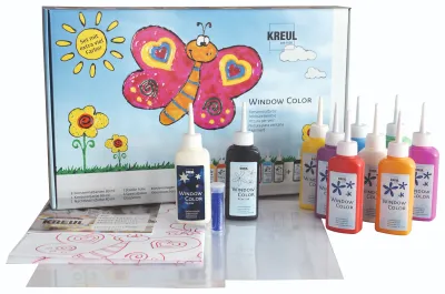 KREUL Window Color set with extra paint, bottles, foils and templates