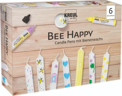 KREUL Candle Pen Set of 6 Bee Happy KREUL Bee Happy Candle Pen Set of 6 with beeswax candle paint pens