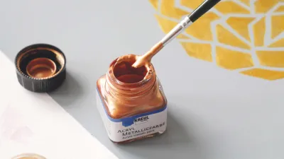 KREUL Acrylic Metallic Paint Basic Set of 6 x 20 ml jars with brush