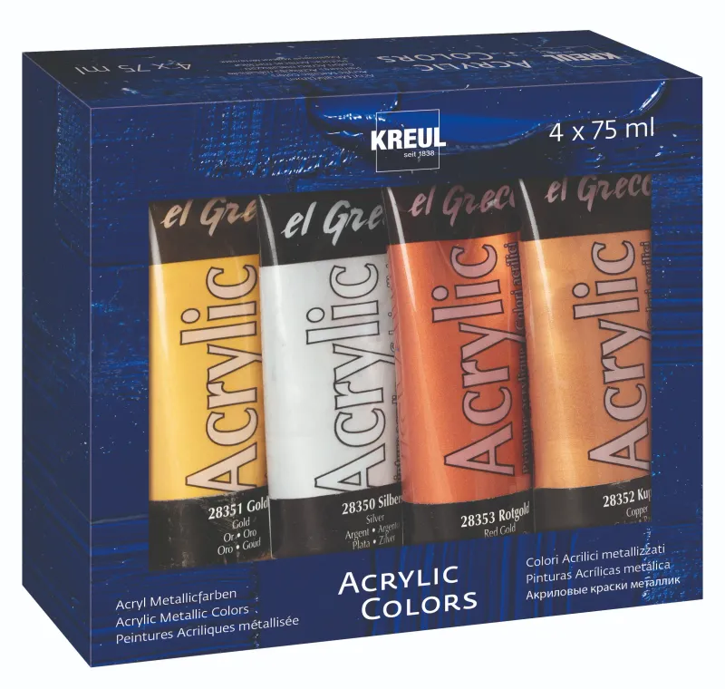KREUL el Greco Acrylic Metallic 75 ml tubes set packaging