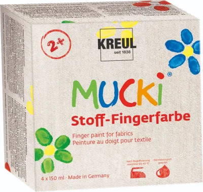 MUCKI Finger paint for fabrics 150 ml MUCKI finger paint for fabrics in 150 ml jars