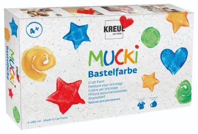 MUCKI Craft Paint 80 ml set of 6 colours in box packaging