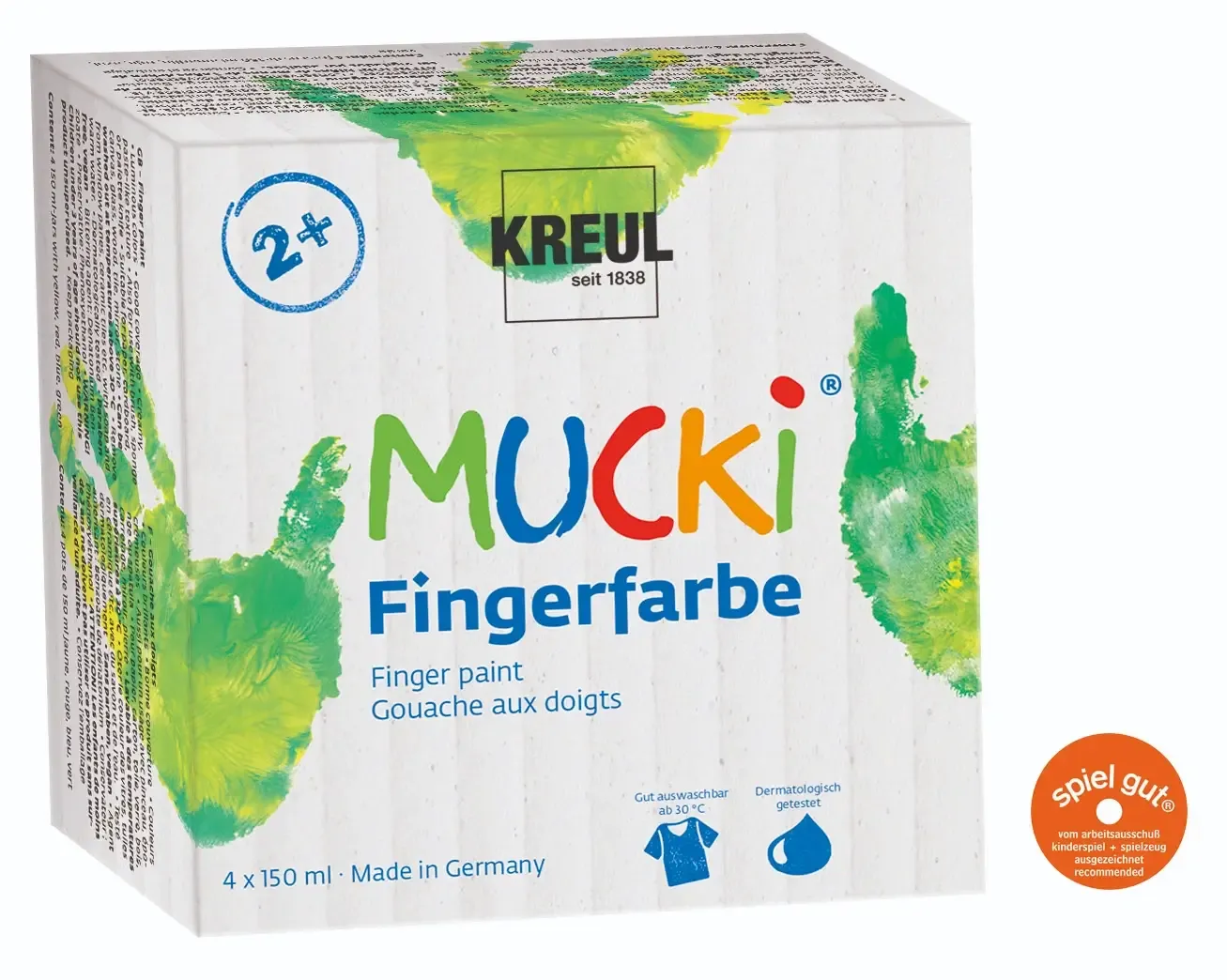 MUCKI Finger Paint 150 ml set of 4 jars for kids aged 2+