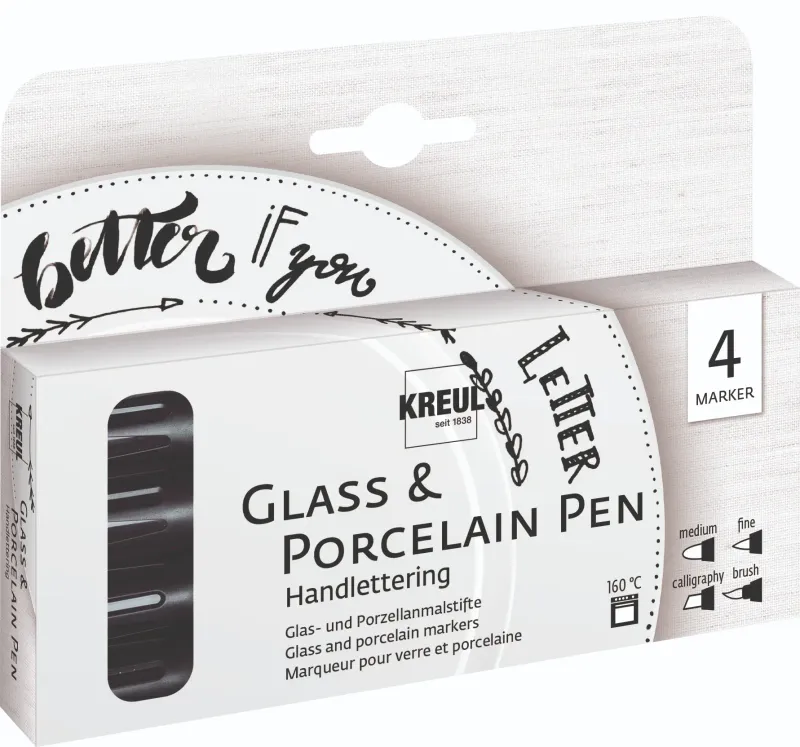KREUL Glass &amp; Porcelain Pen Handlettering Set of 4
