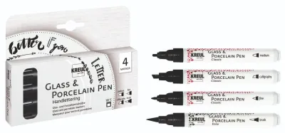 KREUL Glass &amp; Porcelain Pen Handlettering Set of 4
