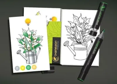 Chameleon Flowers Coloring Cards for Creative Art