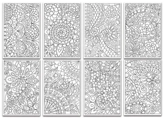 Chameleon Floral Patterns Coloring Cards